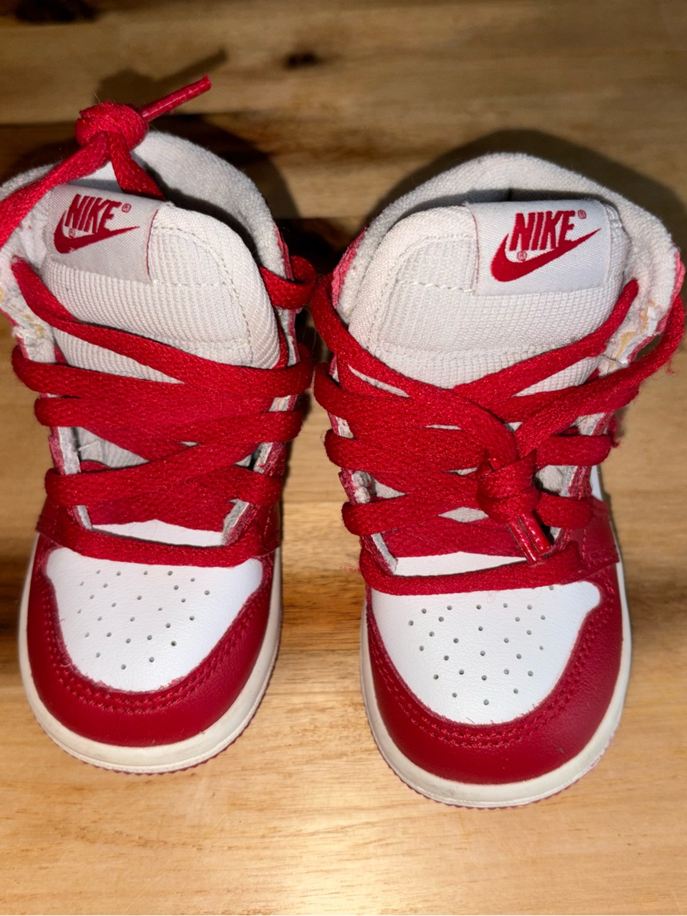 Nike Kids Red and White High-Top Sneakers